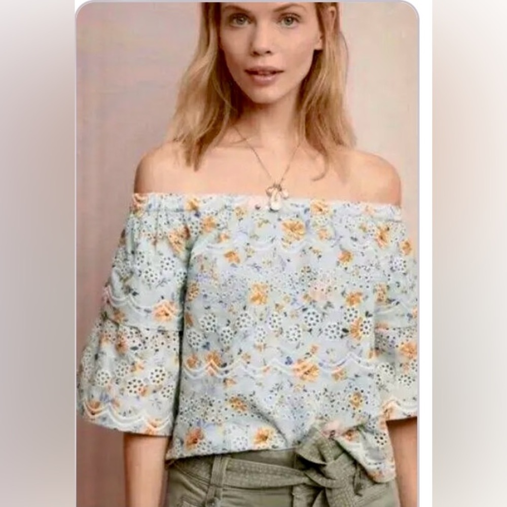 Anthropologie LAIA Floral Off-Shoulder Blouse